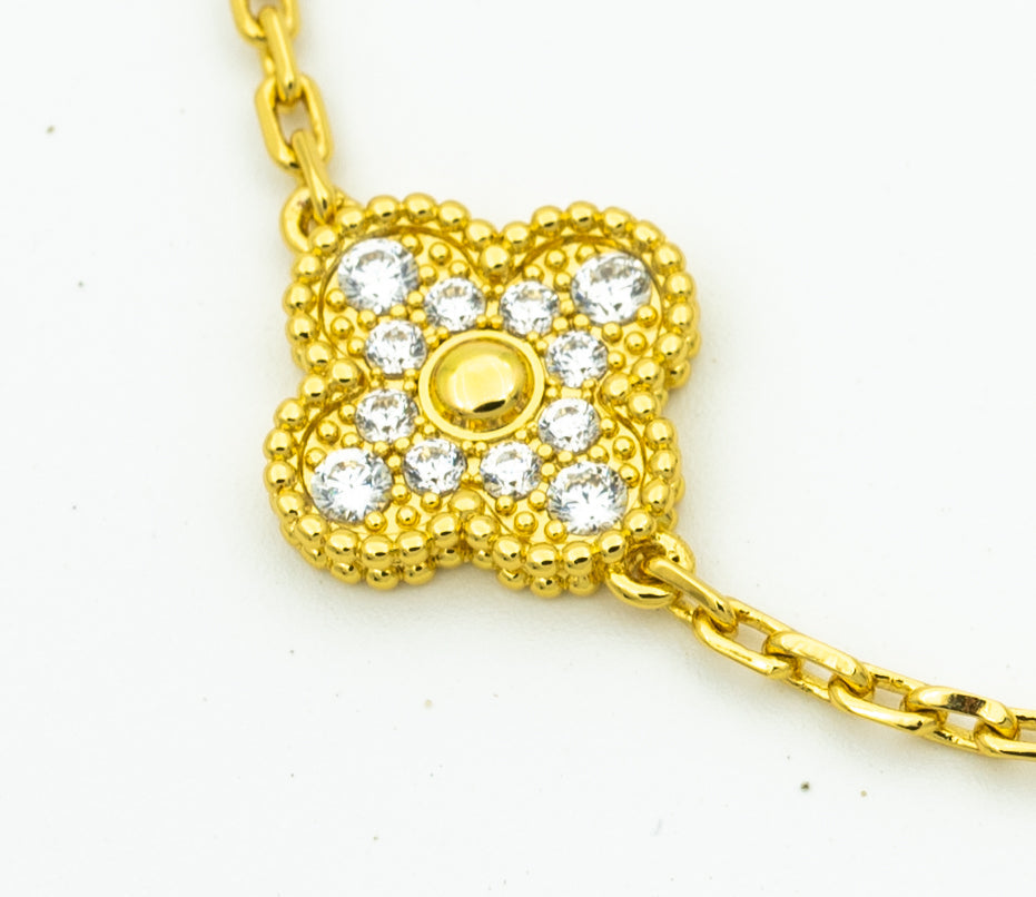[Violet JW]CLOVER BRACELET 5 MOTIFS GOLD DIAMOND