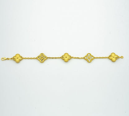 [Violet JW]CLOVER BRACELET 5 MOTIFS GOLD DIAMOND
