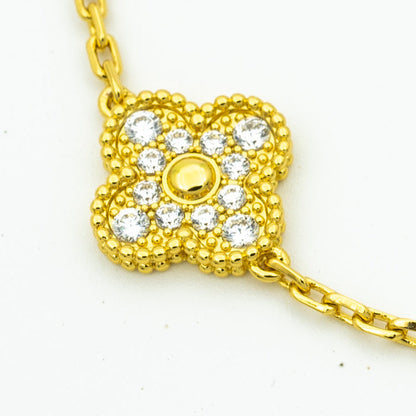 [Violet JW]CLOVER BRACELET 5 MOTIFS GOLD DIAMOND