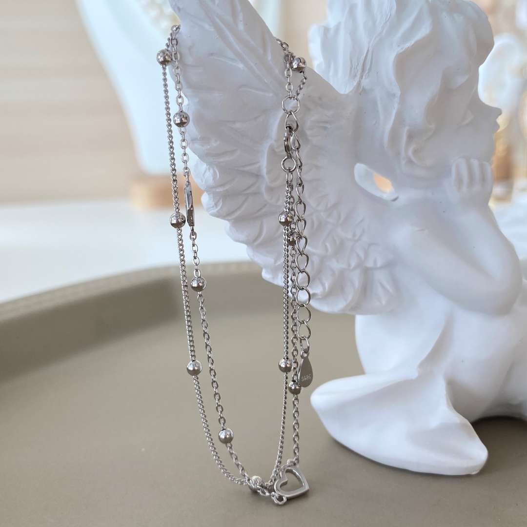 [Baslove]上品なダブルレイヤーラブハートブレスレット