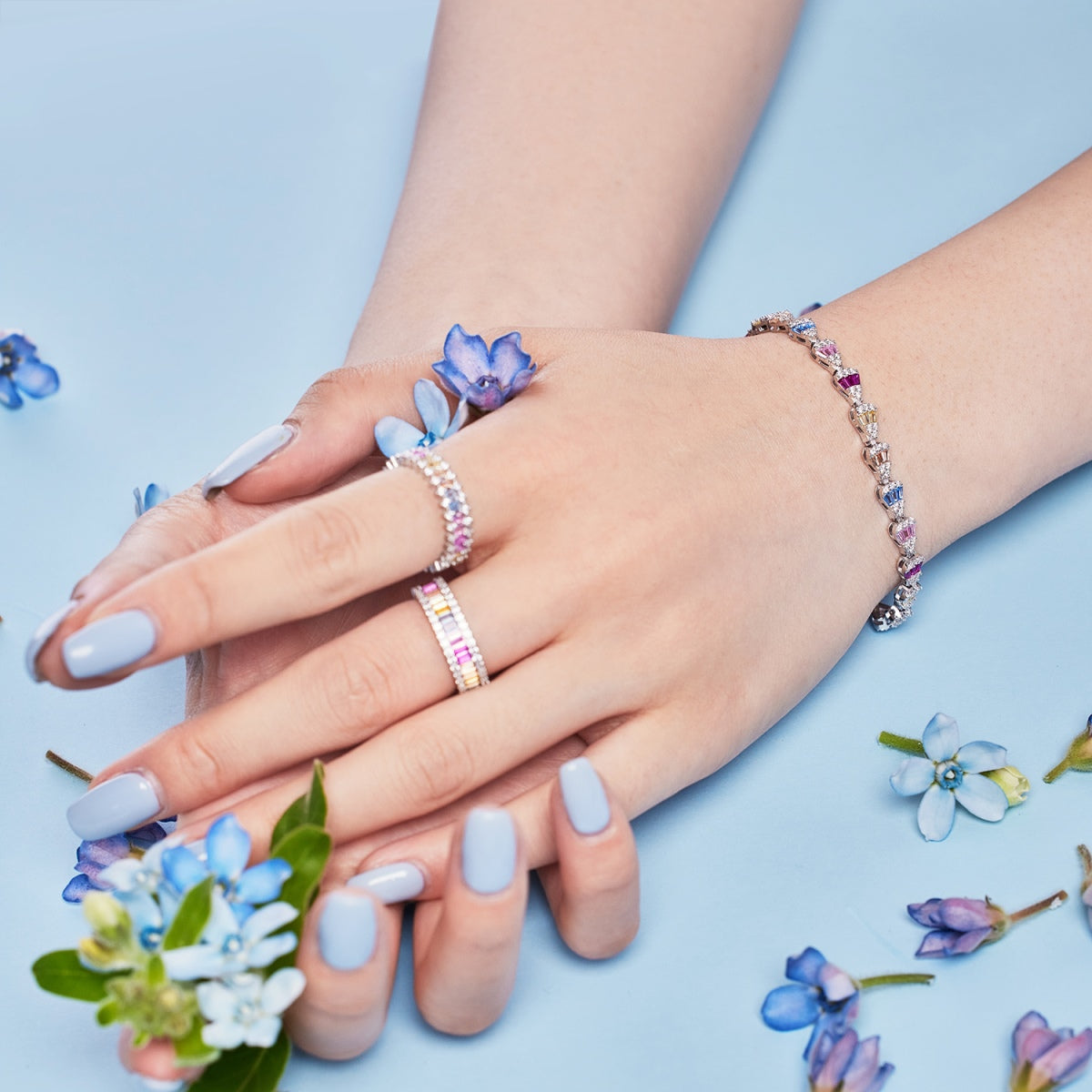 [Violet JW]Dainty Kaleidoscopic Emerald Cut Daily Ring