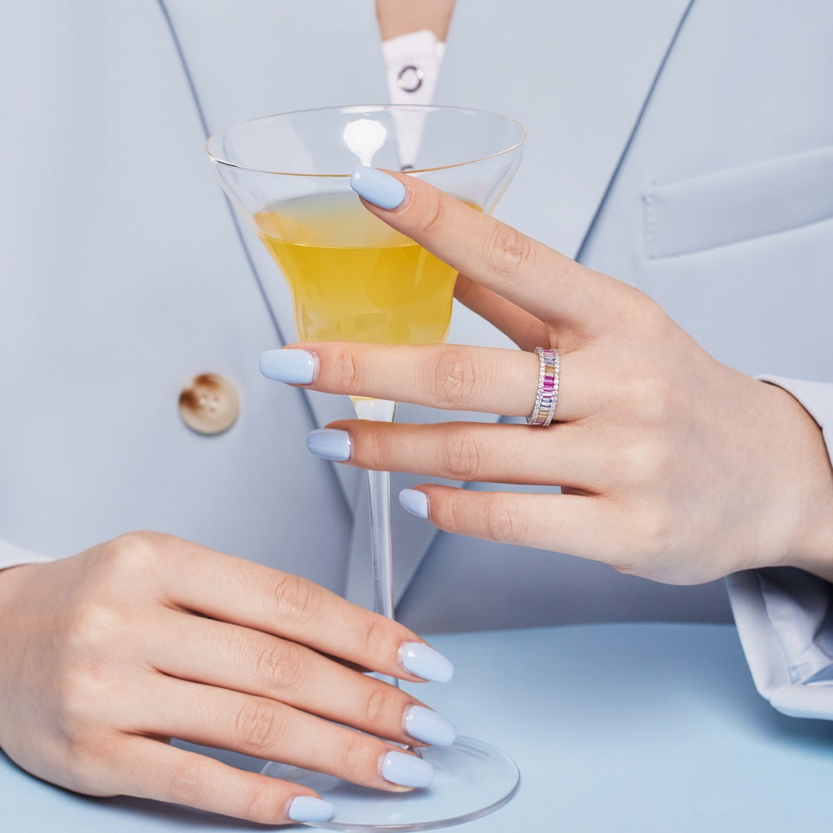 [Violet JW]Dainty Kaleidoscopic Emerald Cut Daily Ring