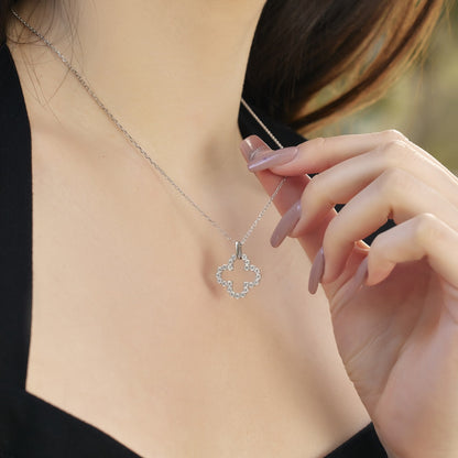 [Violet JW]Four-Leaf Clover Hollow Design Exquisite Necklace