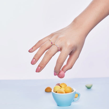 [Baslove]Exquisiter mehrfarbiger Smaragdschliff-Tagesring