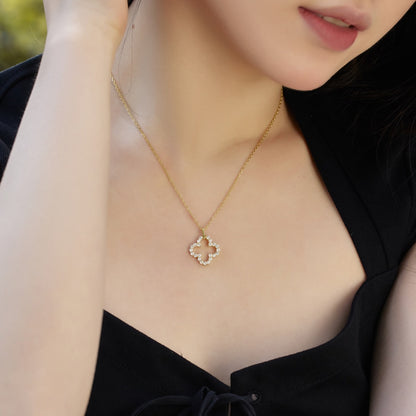 [Violet JW]Four-Leaf Clover Hollow Design Exquisite Necklace
