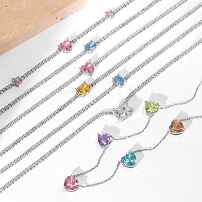 [Violet JW]Dazzling Pink Heart Flower Necklace
