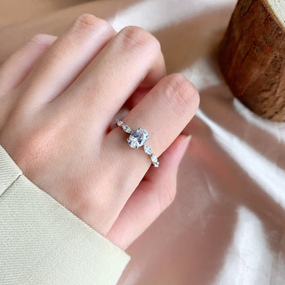 [Baslove]0.75カラットの贅沢で鮮やかな細長いクッションカットのデイリーリング