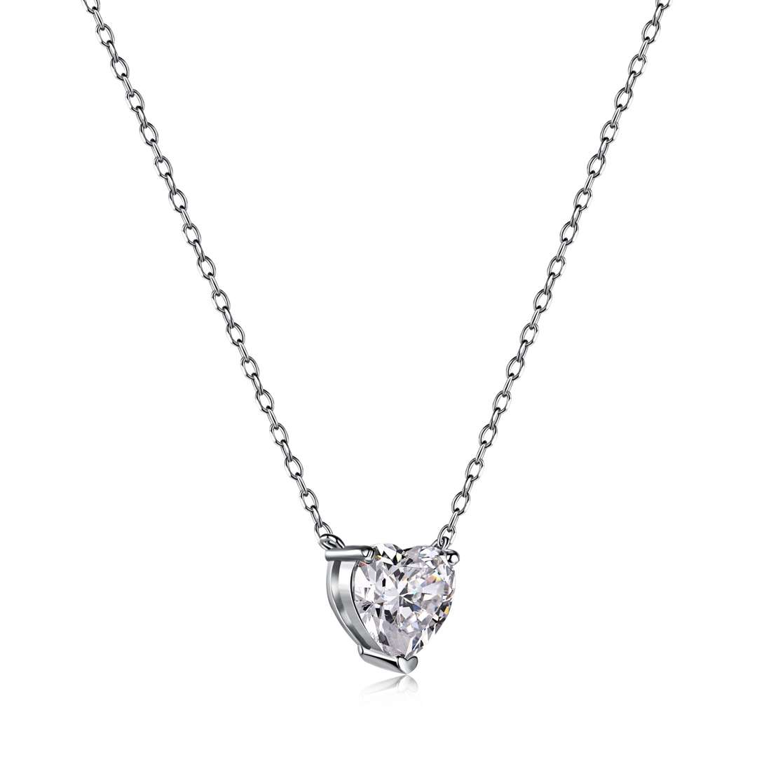 [Violet JW]Heart Shape Main Stone Pendant Collarbone Necklace