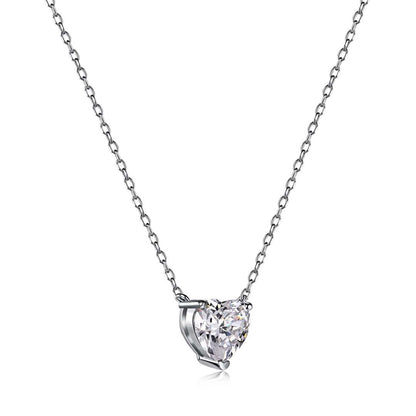 [Violet JW]Heart Shape Main Stone Pendant Collarbone Necklace