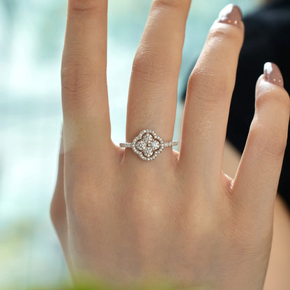[Violet JW]Four Leaf Clover Flower Design Ring