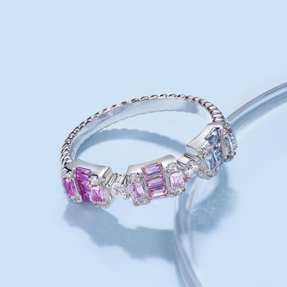 [Violet JW]Unique Colorful Emerald Cut Party Ring