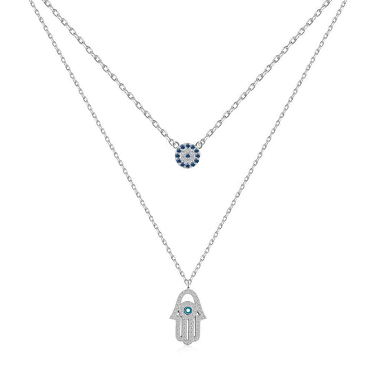 [Violet JW]Demon Eye Hamsa Palm Necklace