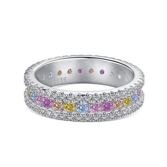 [Violet JW]Delicate Colorful Round Cut Daily Ring