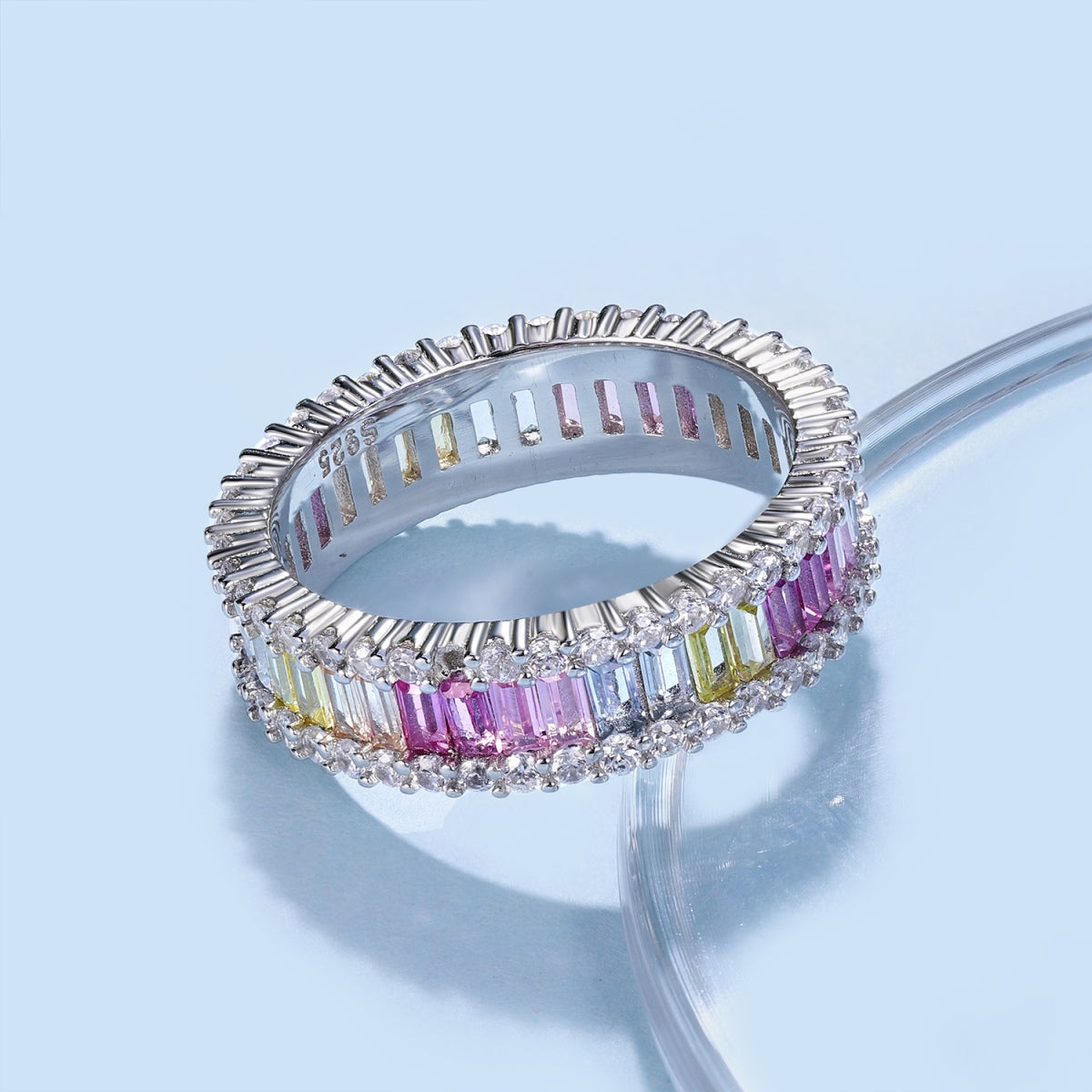 [Violet JW]Dainty Kaleidoscopic Emerald Cut Daily Ring