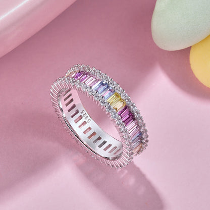 [Violet JW]Dainty Kaleidoscopic Emerald Cut Daily Ring