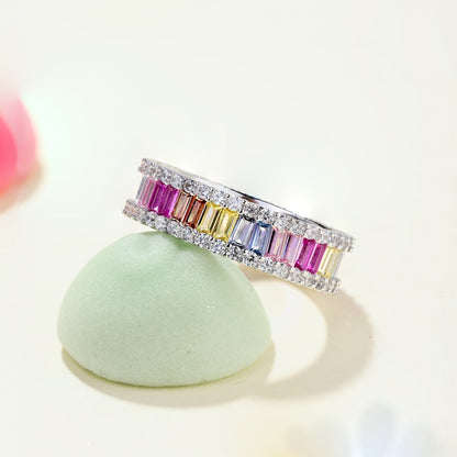 [Violet JW]Dainty Kaleidoscopic Emerald Cut Daily Ring