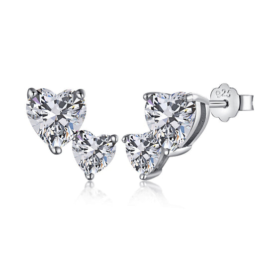 [Violet JW]Double Heart-Shape Classic Princess Style Earrings