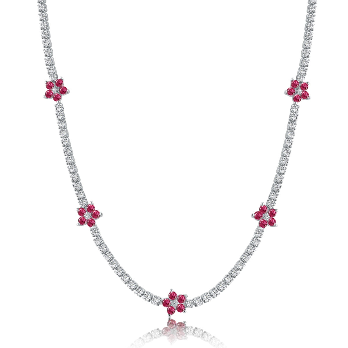 [Violet JW]Luxurious Colorful Flower Tennis Necklace