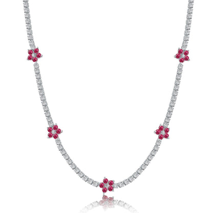 [Violet JW]Luxurious Colorful Flower Tennis Necklace