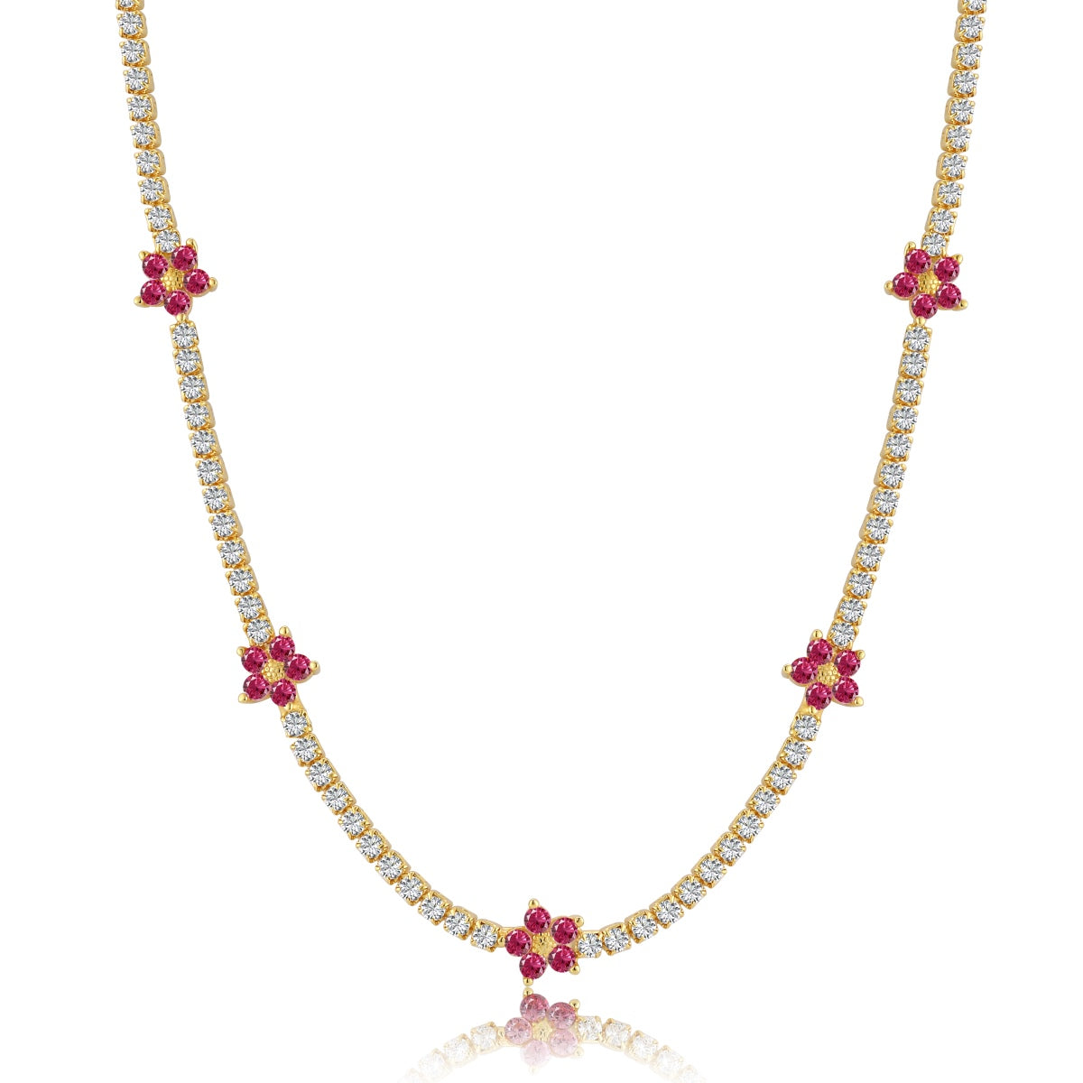 [Violet JW]Luxurious Colorful Flower Tennis Necklace