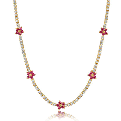 [Violet JW]Luxurious Colorful Flower Tennis Necklace