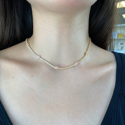 [Violet JW]Luxurious Colorful Flower Tennis Necklace