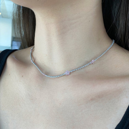 [Violet JW]Luxurious Colorful Flower Tennis Necklace