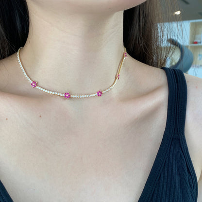 [Violet JW]Luxurious Colorful Flower Tennis Necklace