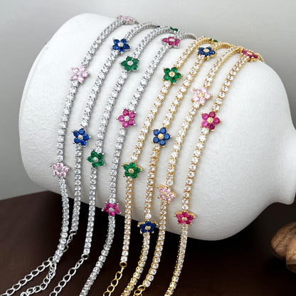 [Baslove]キラキラフラワー型テニスブレスレット