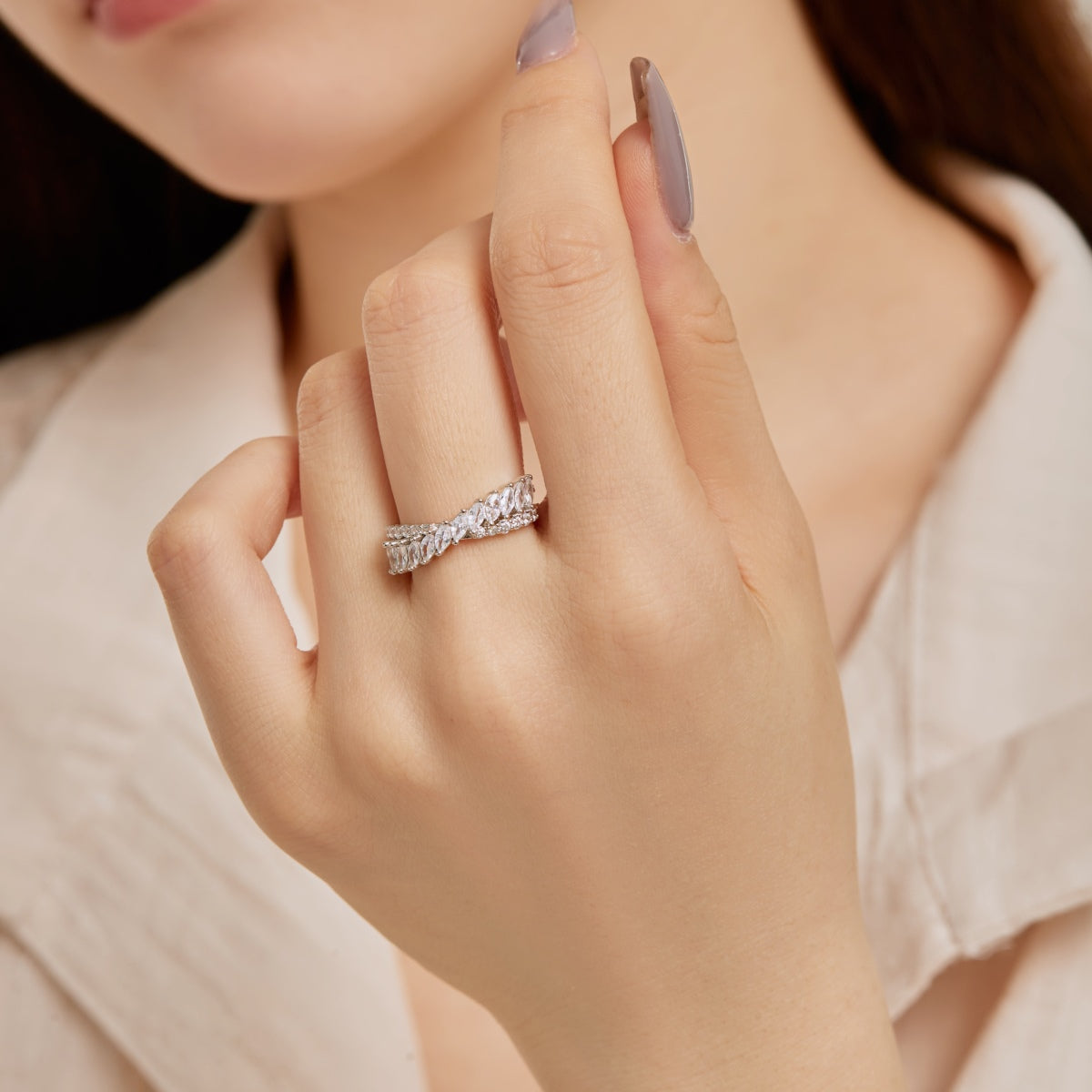 [Baslove]Einzigartiger farbenfroher Alltagsring im Marquiseschliff