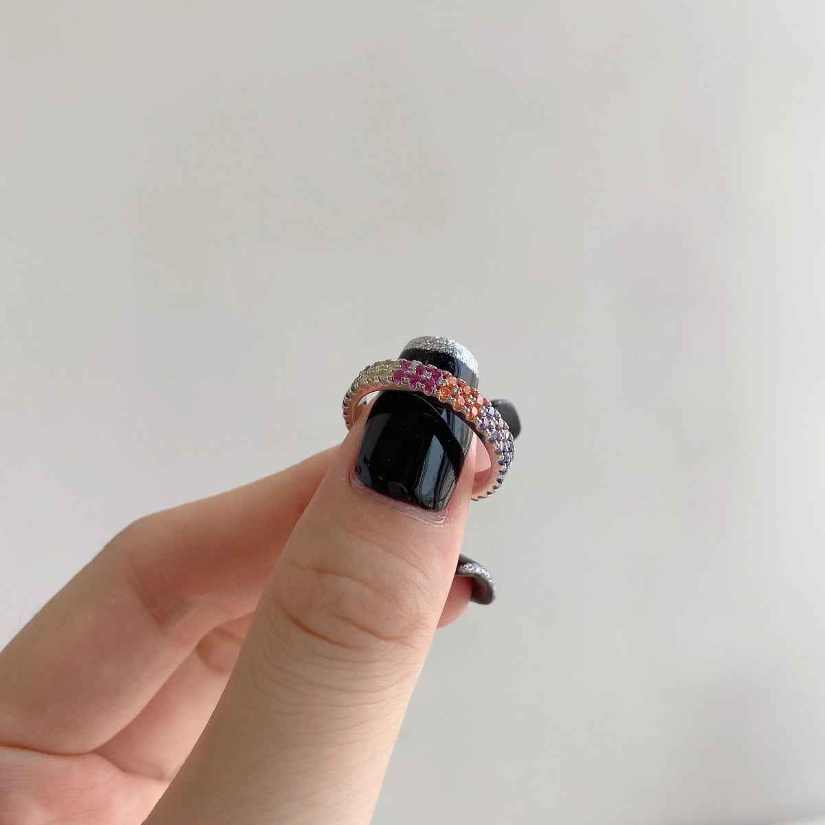 [Baslove]Einzigartiger bunter Tennisring mit Rundschliff