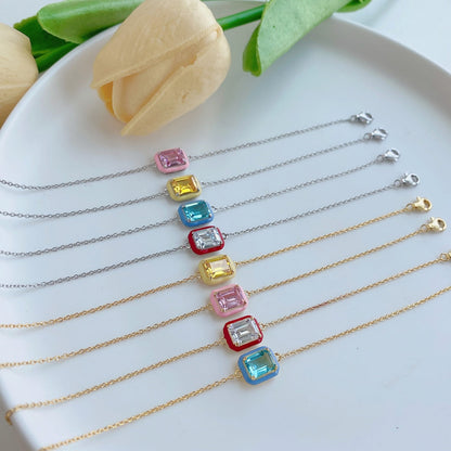 [Baslove]2,0 Karat funkelndes buntes Smaragdschliff-Tagesarmband