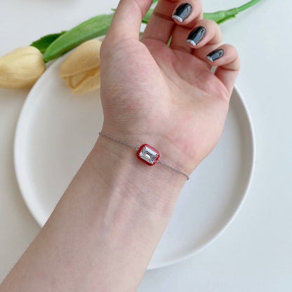 [Baslove]2,0 Karat funkelndes buntes Smaragdschliff-Tagesarmband