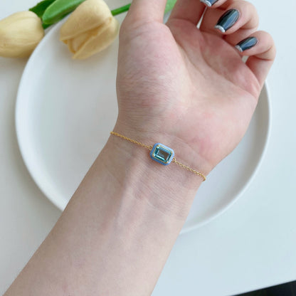 [Baslove]2,0 Karat funkelndes buntes Smaragdschliff-Tagesarmband