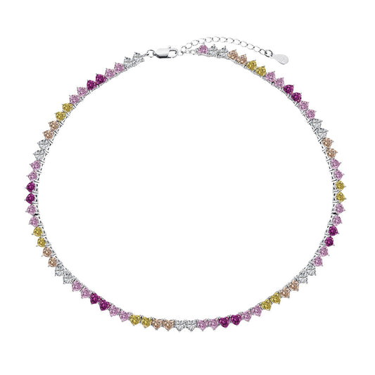 [Violet JW]Sparkling Colorful Full Heart Tennis Necklace