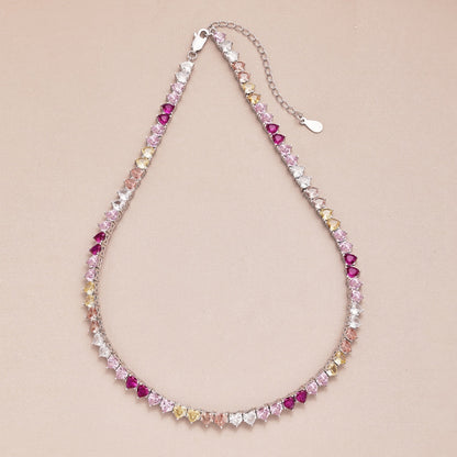 [Violet JW]Sparkling Colorful Full Heart Tennis Necklace