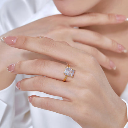 [Baslove]4,0 Karat verzierter bezaubernder Bankettring im Radiandschliff