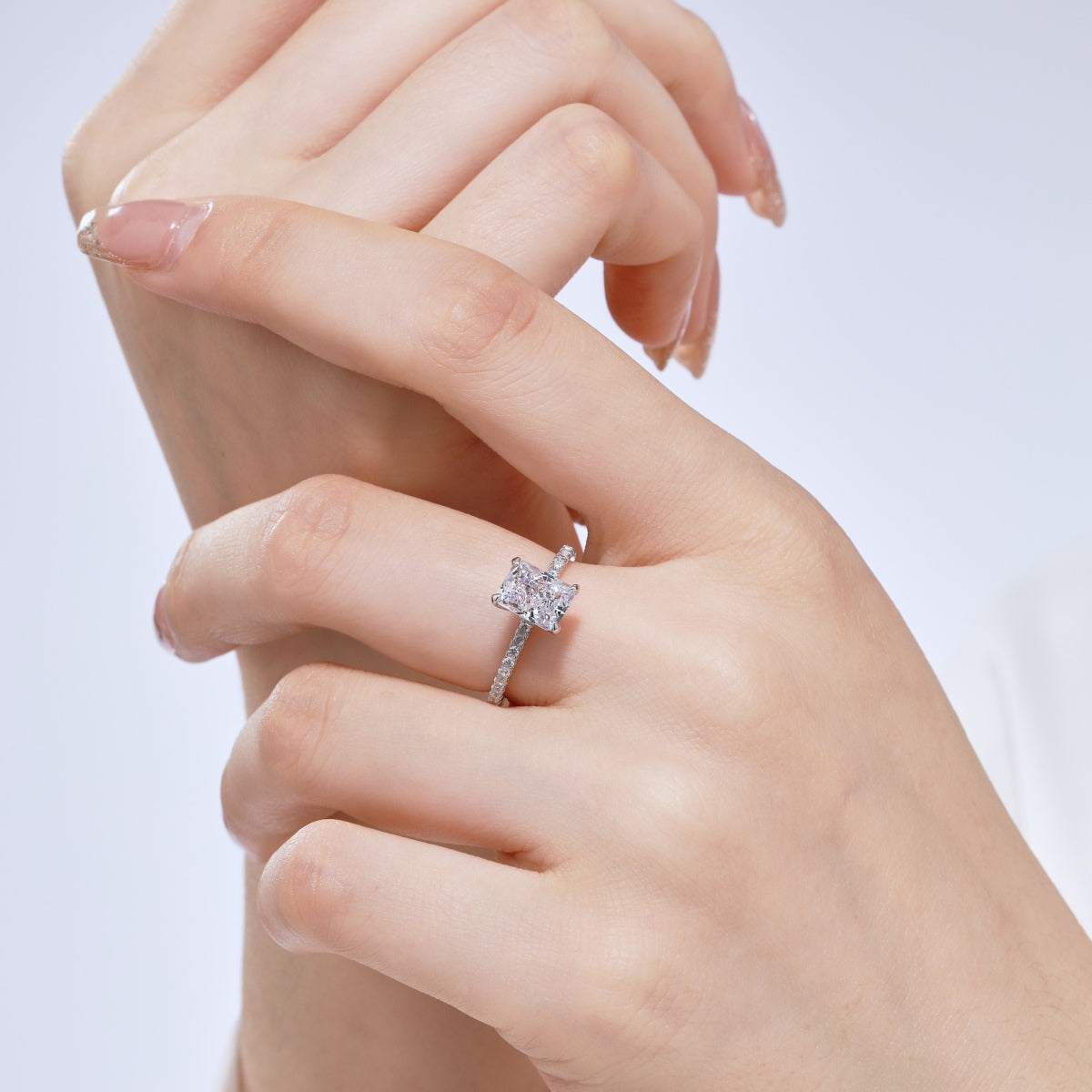 [Violet JW]2.0 Carat Dazzling Sparkling Radiant Cut Party Ring