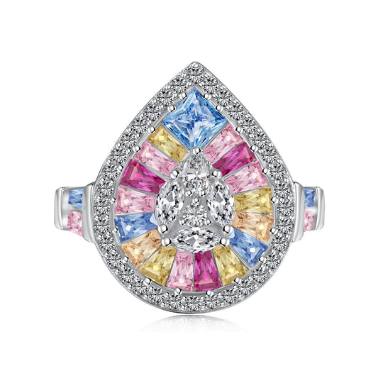 [Violet JW]Elegant Colorful Water Drop Shape Banquet Ring