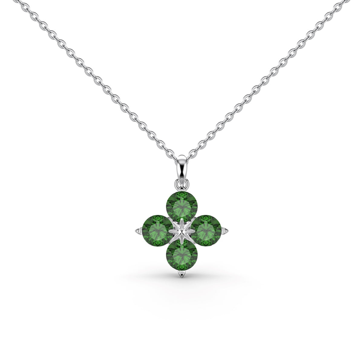 [Violet JW]Four-Leaf Clover And Eight-Pointed Star Necklace