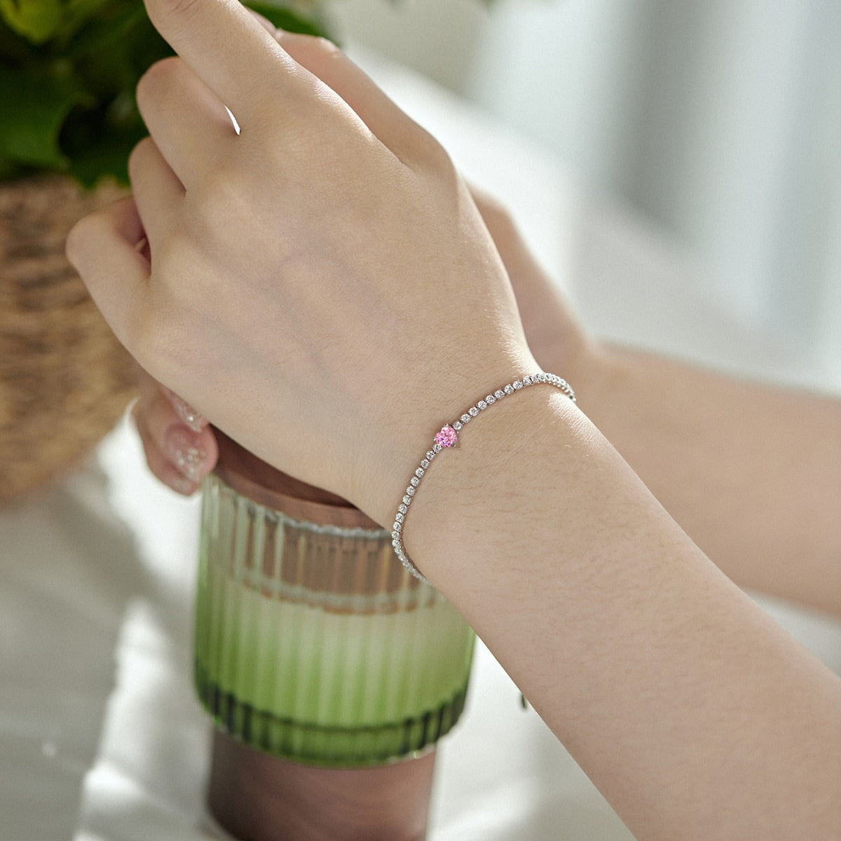 [Baslove]0,5 Karat Elegantes romantisches Herzform-Liebhaberarmband