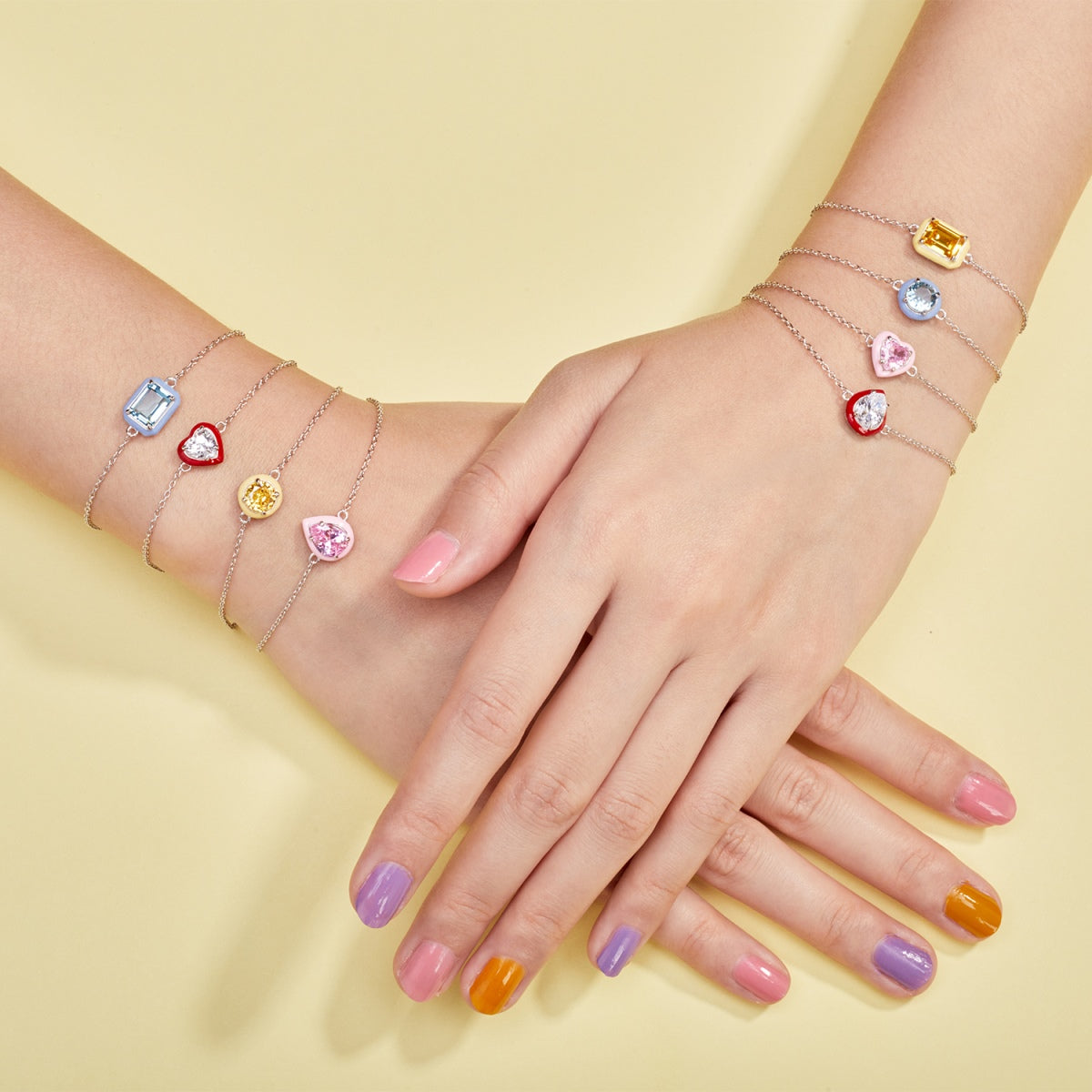 [Baslove]2,0 Karat funkelndes buntes Smaragdschliff-Tagesarmband