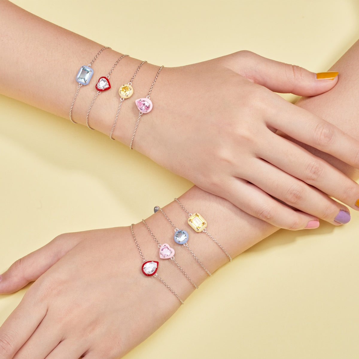 [Baslove]2,0 Karat funkelndes buntes Smaragdschliff-Tagesarmband
