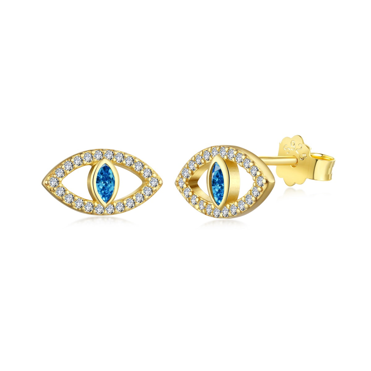 [Violet JW]Blue Devil Eyes Hollow Stud Earrings