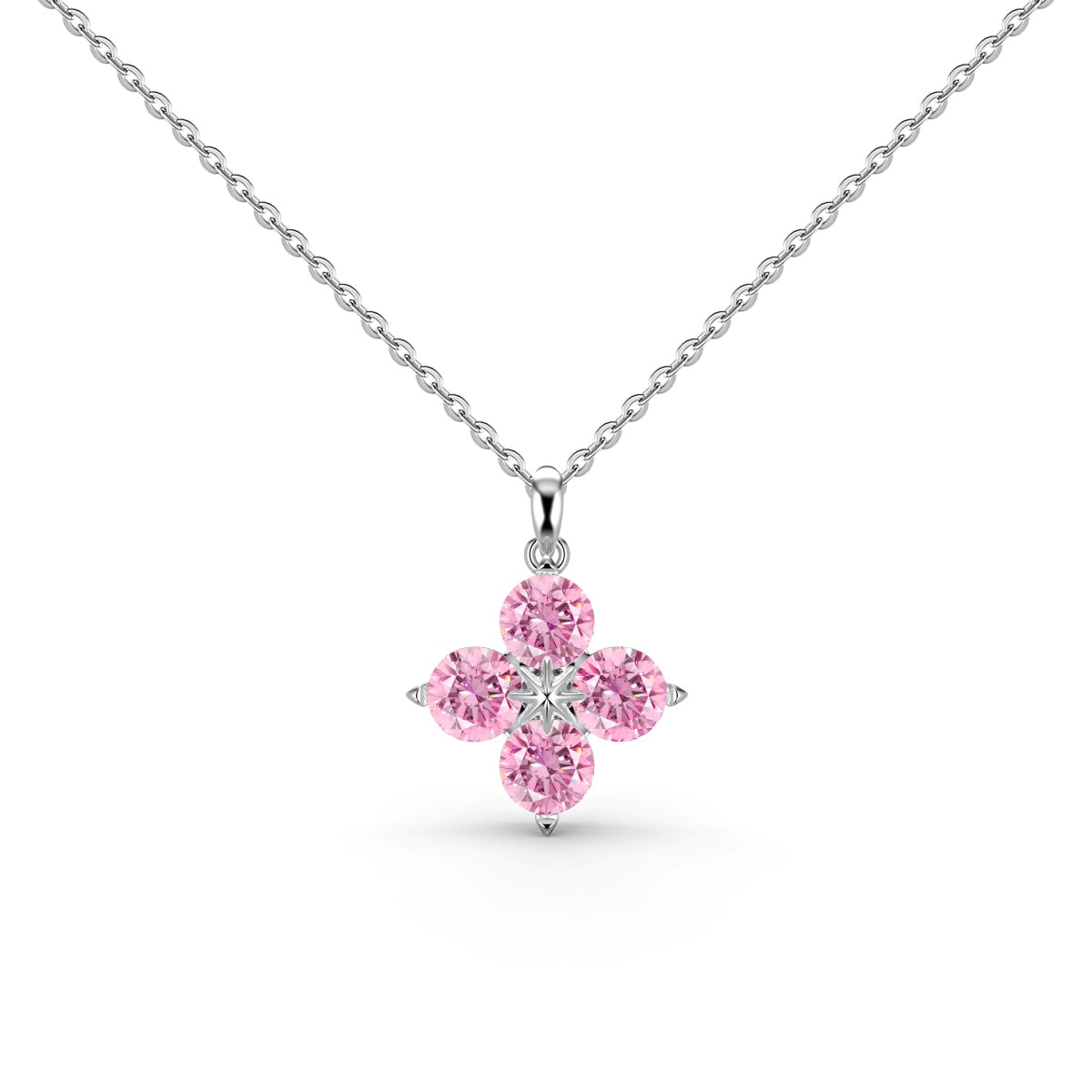 [Violet JW]Four-Leaf Clover And Eight-Pointed Star Necklace