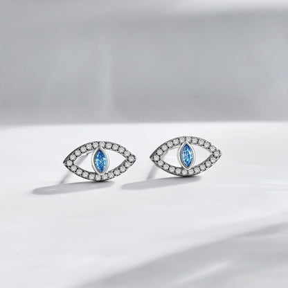 [Violet JW]Blue Devil Eyes Hollow Stud Earrings