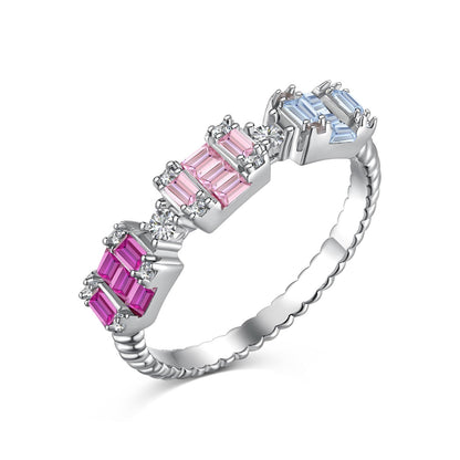 [Violet JW]Unique Colorful Emerald Cut Party Ring