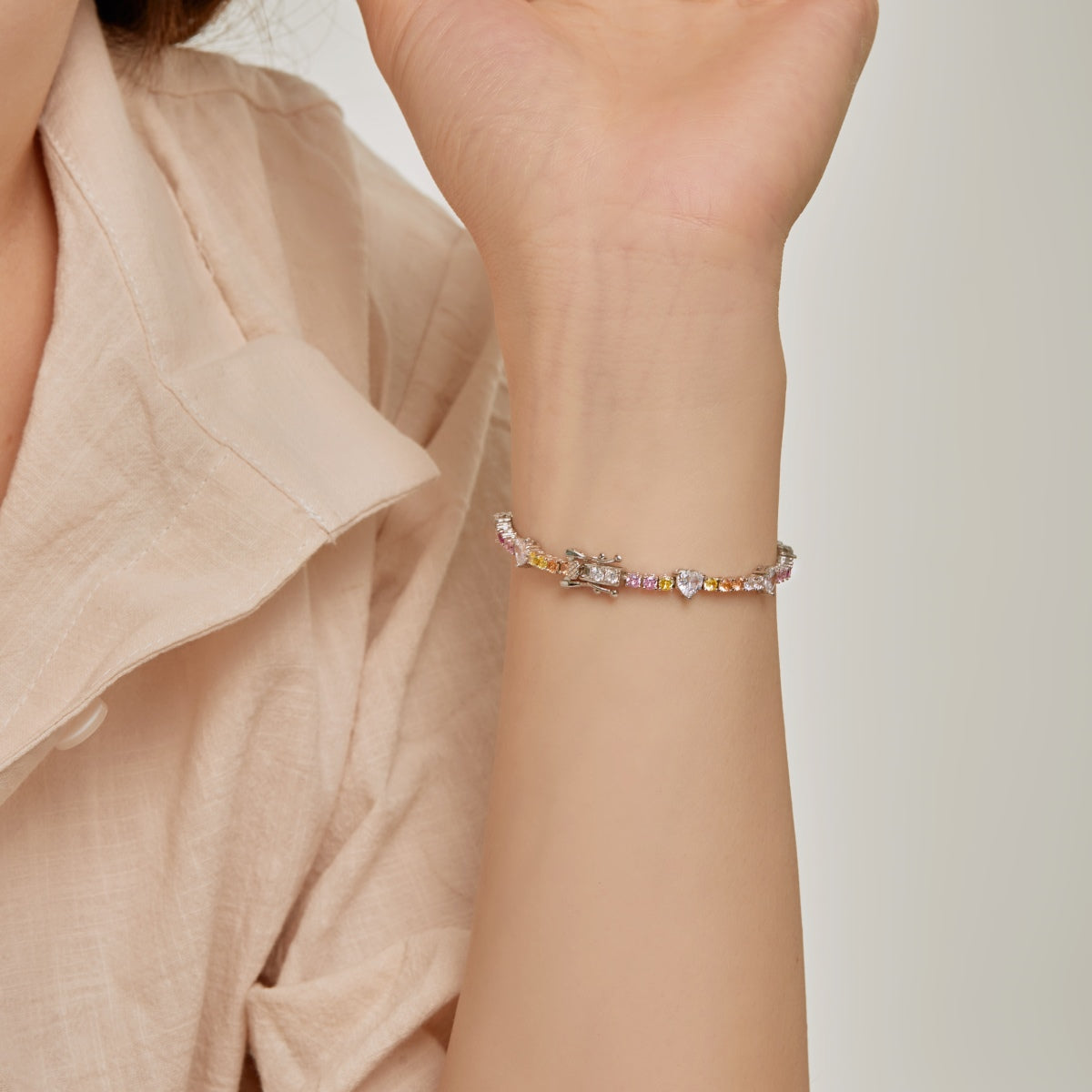 [Violet JW]Romantic Heart Shape Round Cut Lover Bracelet