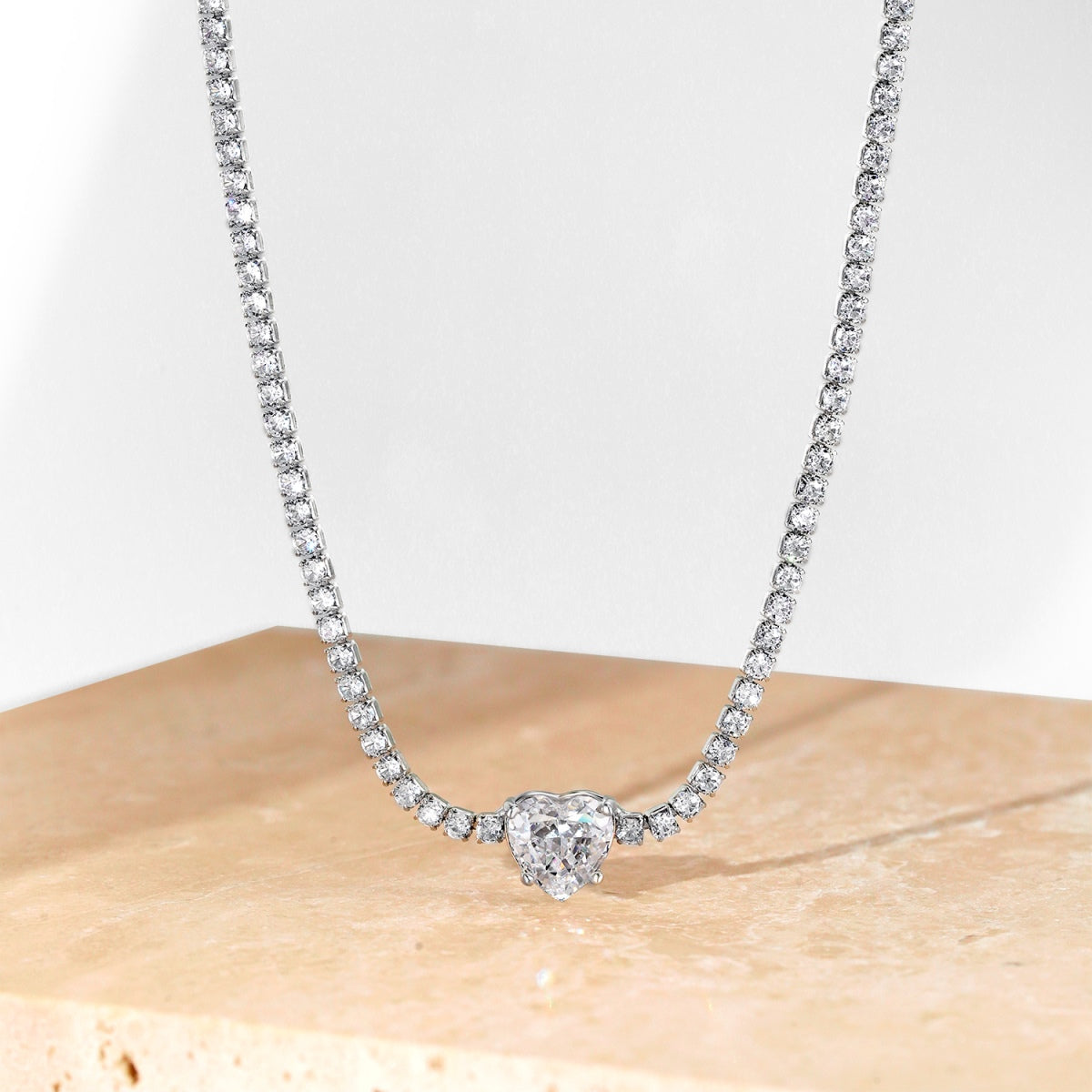 [Violet JW]2.0 Carat Sparkling Tennis Heart Cut Necklace