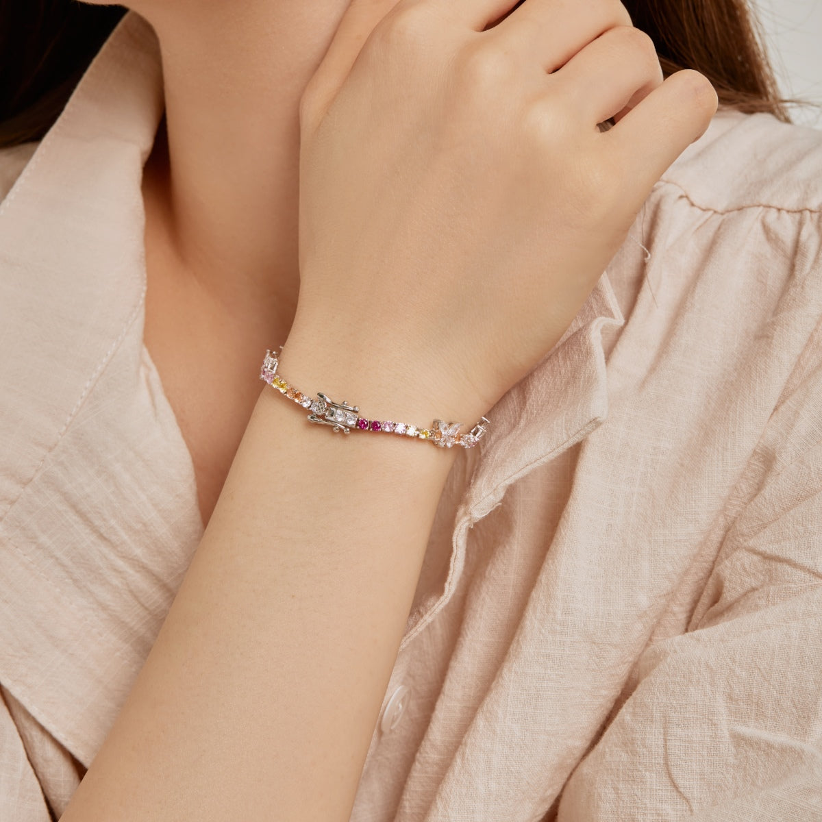 [Violet JW]Ornate Colorful Butterfly Shape Round Cut Daily Bracelet